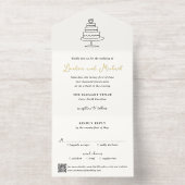 Tout En Un Invitation Code QR gâteau dessiné à la main Mariage Moderne (Intérieur)