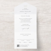 Tout En Un Invitation Code QR noir et blanc classique Élégant mariage (Intérieur)