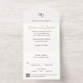 Tout En Un Invitation Coeurs tirés à la main Doodle QR Code Mariage mode (Intérieur)