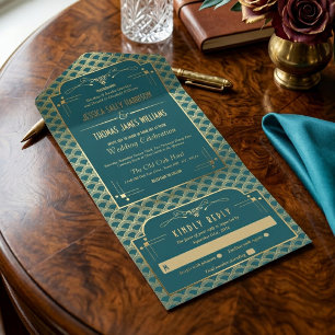 Tout En Un Invitation Collection de mariage Gatsby Art Déco vintage des
