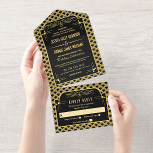 Tout En Un Invitation Collection de Mariages Art Déco Gatsby vintage des