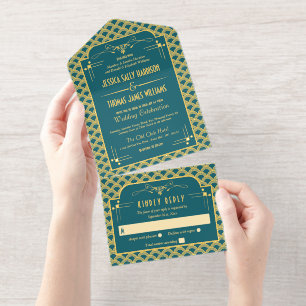 Tout En Un Invitation Collection de Mariages Art Déco Gatsby vintage des