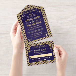 Tout En Un Invitation Collection de Mariages Art Déco Gatsby vintage des