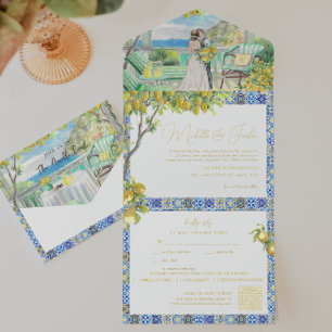 Tout En Un Invitation Côte d'Amalfi Mariage Carreaux méditerranéens