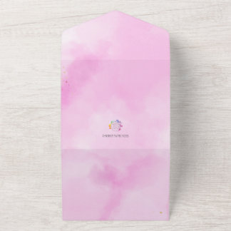 Tout En Un Invitation d'anniversaire à bordure dorée et aquar