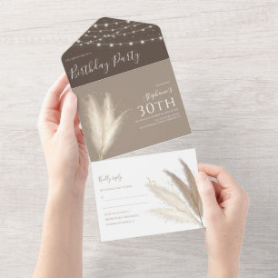 Tout En Un Invitation d'anniversaire à l'herbe des Pampas aut