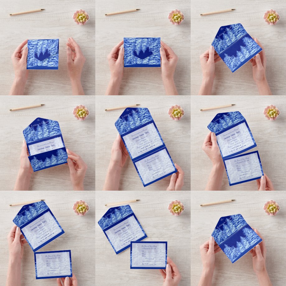 Tout En Un Invitation d'arbre de Noël bleu néon