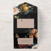 Tout En Un Invitation Dark Moody Romantic Floral Dutch Painterly Foil (Extérieur)
