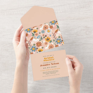 Tout En Un Invitation de Baby Shower Fleur pastel rose