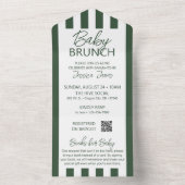 Tout En Un Invitation de Brunch Bébé à rayures vertes avec ca (À l'intérieur)