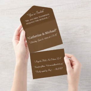 Tout En Un Invitation de mariage Brown profonde - Conception
