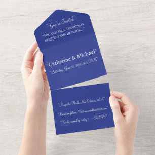 Tout En Un Invitation de mariage Deep Blue Style minimalist