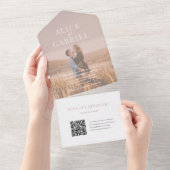 Tout En Un Invitation de mariage élégante avec photo et code (Déchirure)