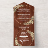 Tout En Un Invitation de mariage floral Or Rustique Tout-en-u (À l'intérieur)