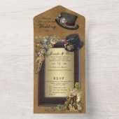 Tout En Un Invitation de mariage gothique Steampunk & Suede e (À l'intérieur)