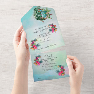 Tout En Un Invitation de mariage Paradis de la flore tropical