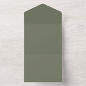 Tout En Un Invitation de mariage texturé Moss Green (À l'intérieur)