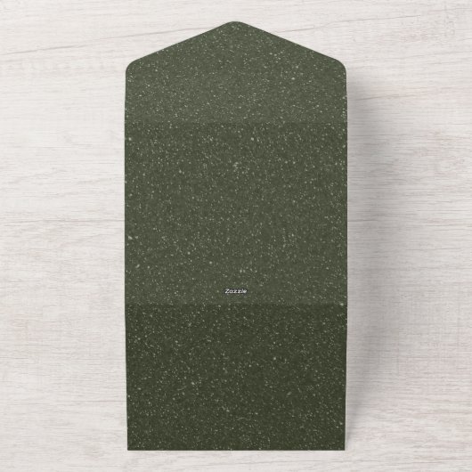 Tout En Un Invitation de mariage texturé Moss Green (Dehors)