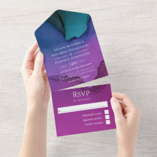 Tout En Un Invitation de mariage tout-en-un à l'encre de luxe