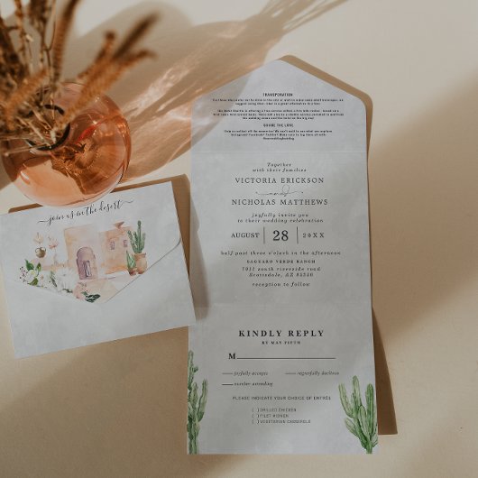 Tout En Un Invitation de mariage tout-en-un | Désert Boho Cac