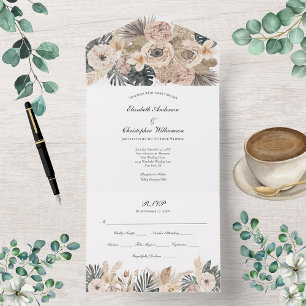 Tout En Un Invitation de mariage tout-en-un floral botanique