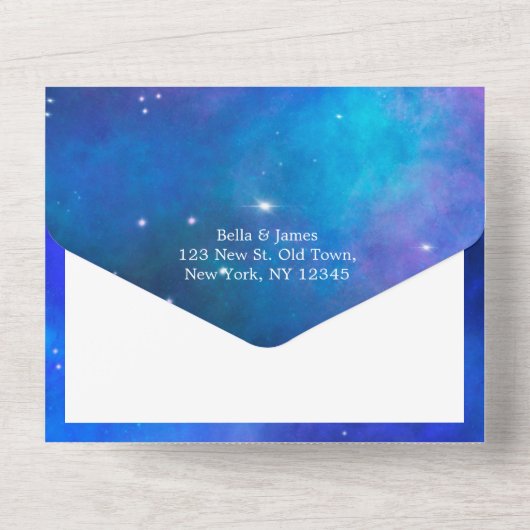 Tout En Un Invitation de mariage tout-en-un Nébuleuse Interst (Verso)