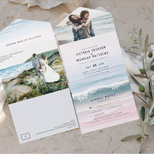 Tout En Un Invitation de mariage tout-en-un pour la plage de
