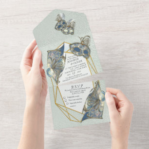 Tout En Un Invitation de mariage tout-en-un riche et romantiq