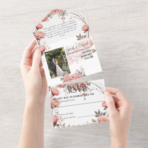 Tout En Un Invitation de mariage triptyque florale de jardin