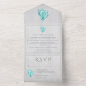 Tout En Un Invitation de mariage turquoise Conch Shell (À l'intérieur)