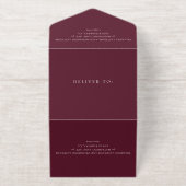 Tout En Un Invitation Deep Burgundy Elegant Classic Wedding (Extérieur)