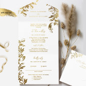 Tout En Un Invitation Des Feuilles sophistiqués à huile blanche et à hui