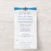 Tout En Un Invitation Diamante Snowflake & Blue Ribbon Mariage d'hiver (Intérieur)