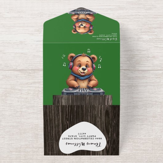 Tout En Un Invitation DJ Grizzly Bear, Musique Jungle / Anniversaire (Extérieur)