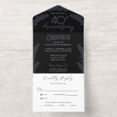 Tout En Un Invitation Elegant Botanical Real Foil 40th Anniversary (Intérieur)