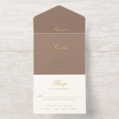 Tout En Un Invitation Elegant Brown Romantic Wedding (Intérieur)