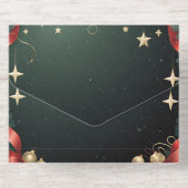 Tout En Un Invitation Elegant Christmas Frame Background with Gold Stars (Verso)