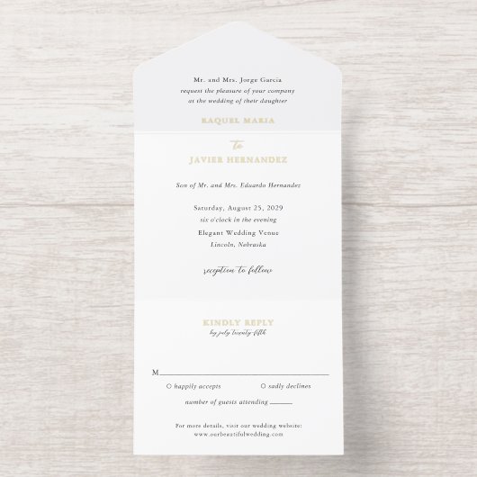Tout En Un Invitation Elegant Classic Wedding (Intérieur)