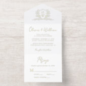 Tout En Un Invitation Elegant Crest Monogram Script Wedding (Intérieur)