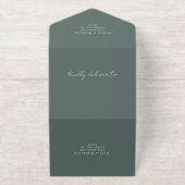 Tout En Un Invitation Élégant Crest Monogramme Script Sage Mariage (Extérieur)