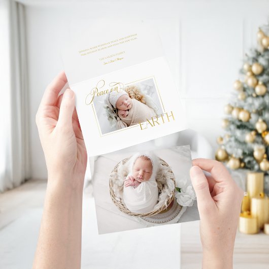 Tout En Un Invitation Elegant Gold Foil Paix sur Terre Photo