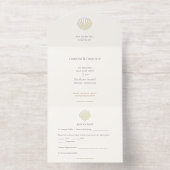 Tout En Un Invitation Elegant Gold foil Seashell Wedding  (Intérieur)