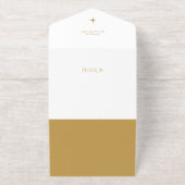 Tout En Un Invitation Elegant Gold Joy Peace Love Script 3-Photo (Extérieur)