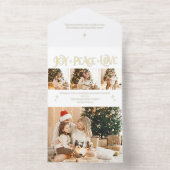 Tout En Un Invitation Elegant Gold Joy Peace Love Script 3-Photo (Intérieur)
