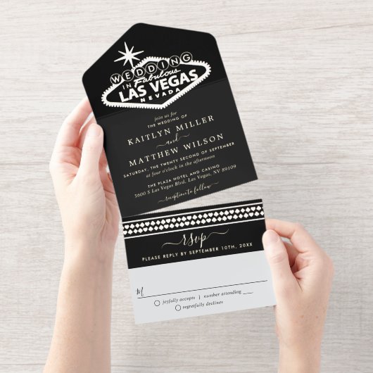 Tout En Un Invitation Elégant Las Vegas Destination Mariage Real Foil (Détachable)