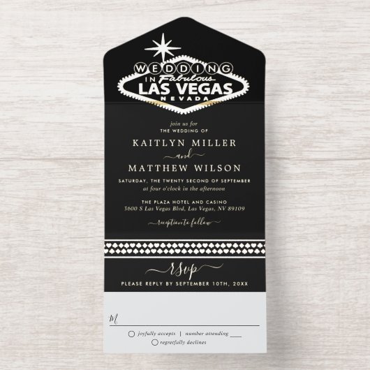 Tout En Un Invitation Elégant Las Vegas Destination Mariage Real Foil (Intérieur)