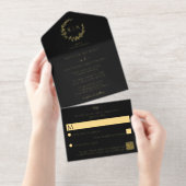 Tout En Un Invitation Élégant Mariage de couronne Monogramme Véritable h (Détachable)