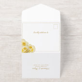 Tout En Un Invitation Élégant Mariage floral rose jaune (Extérieur)