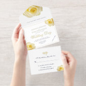 Tout En Un Invitation Élégant Mariage floral rose jaune (Détachable)