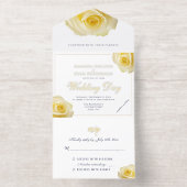 Tout En Un Invitation Élégant Mariage floral rose jaune (Intérieur)